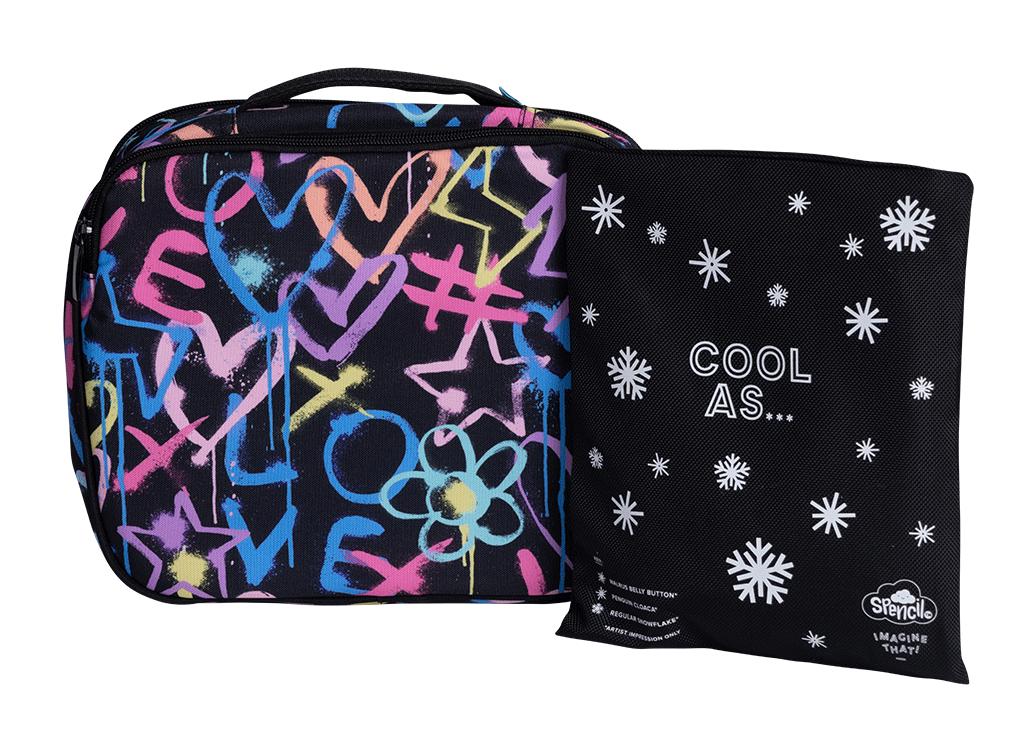 Spencil Big Cooler Lunch Bag + Chill Pack - HEARTS AND CROSSES