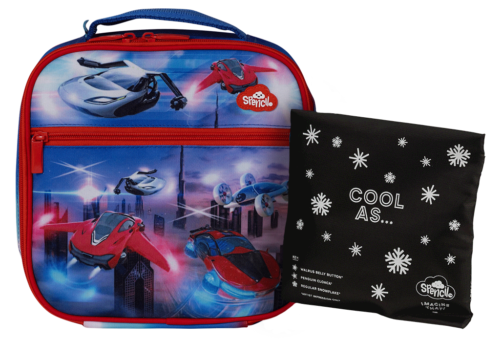 Spencil Little Cooler Lunch Bag + Chill Pack - FLYING CARS