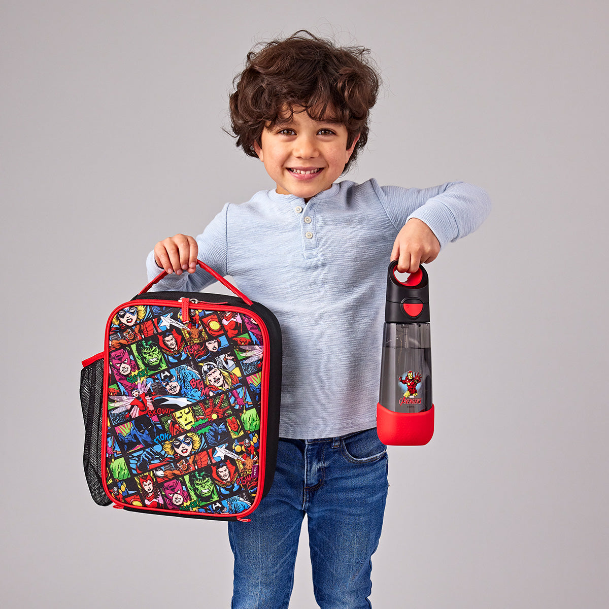 Avengers school bag and lunch clearance box