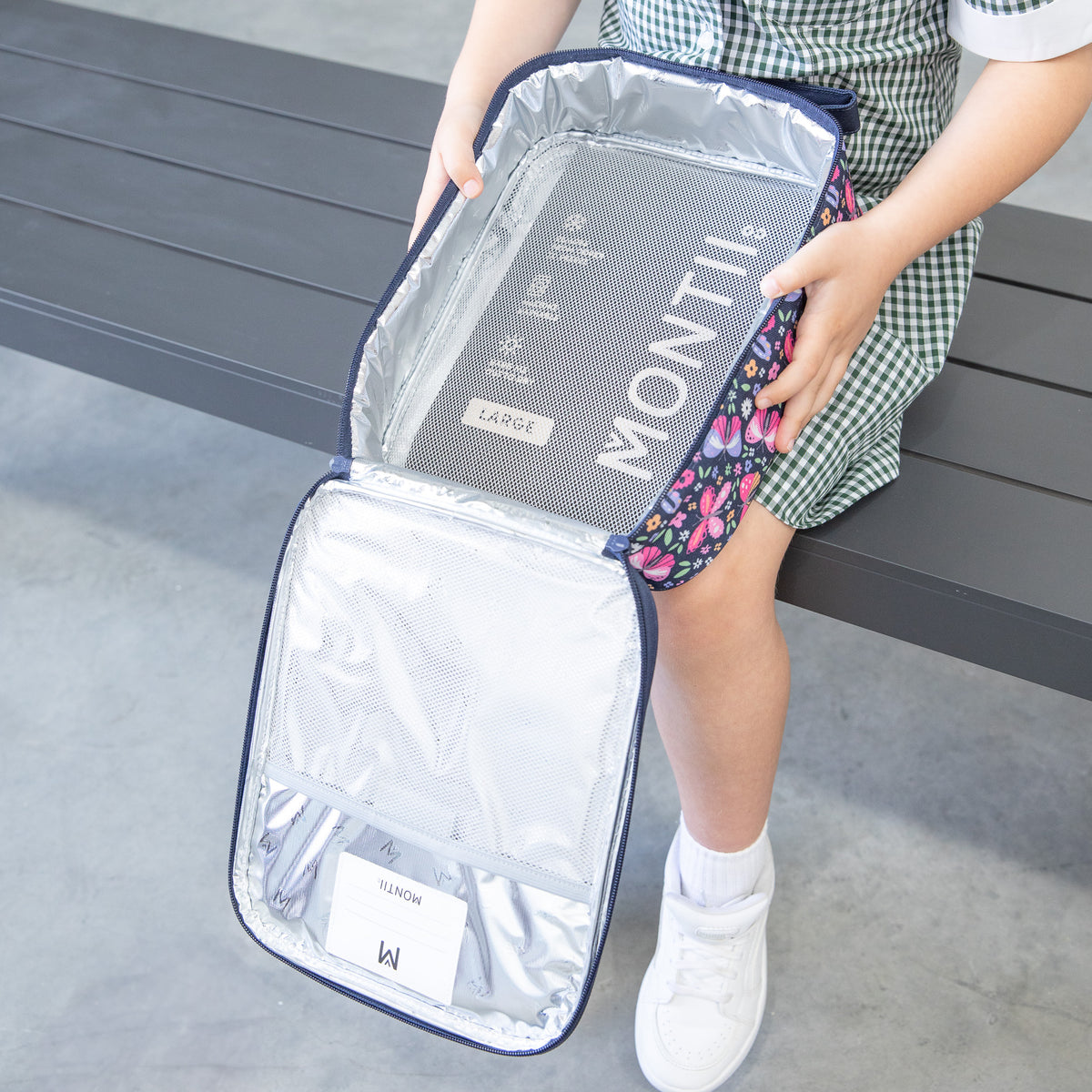 MontiiCo Large Insulated Lunch Bag - Ripple Camellia