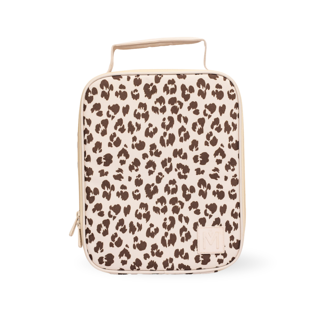 MontiiCo Large Insulated Lunch Bag - Cream Leopard