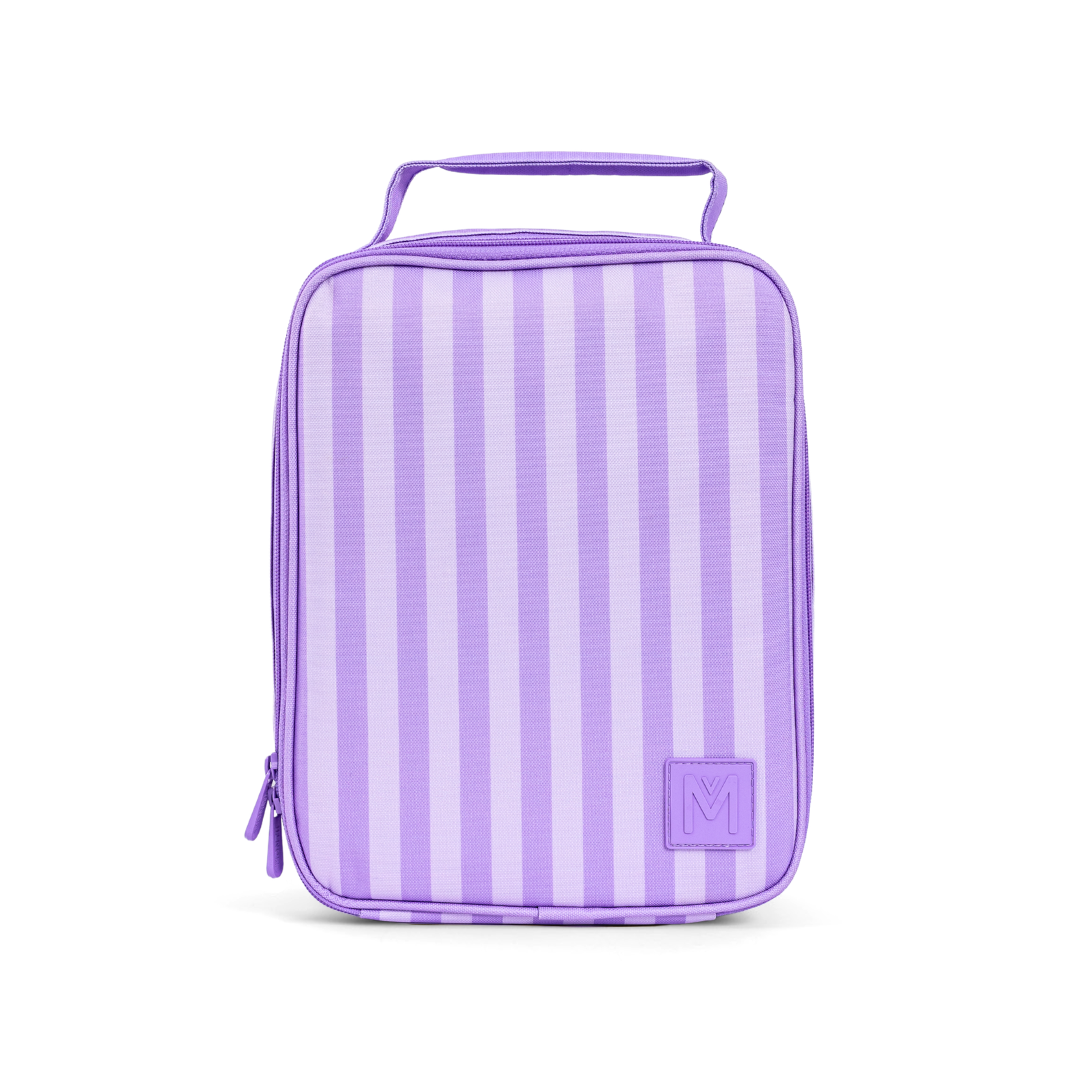 MontiiCo Large Insulated Lunch Bag - Lilac Stripe