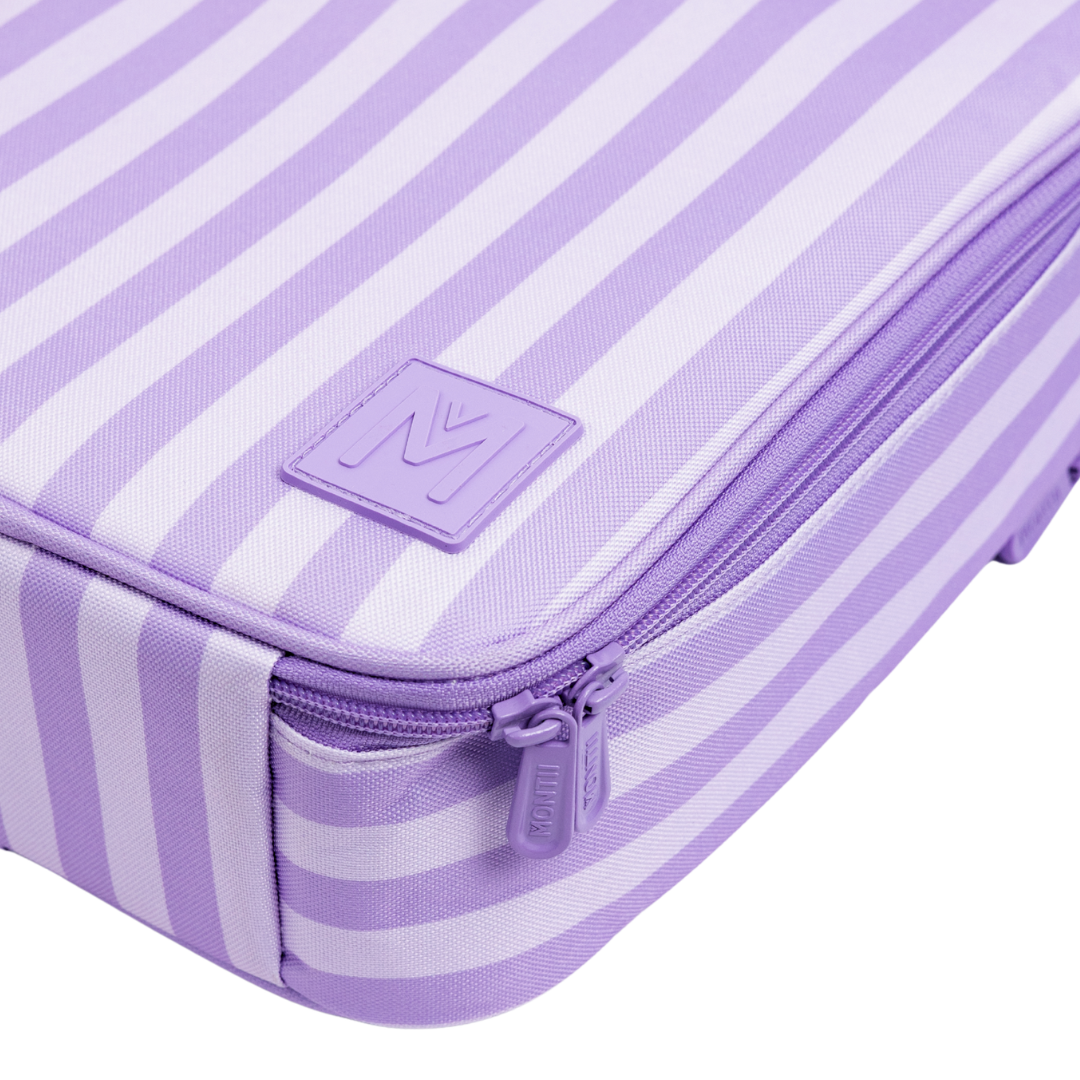 MontiiCo Large Insulated Lunch Bag - Lilac Stripe
