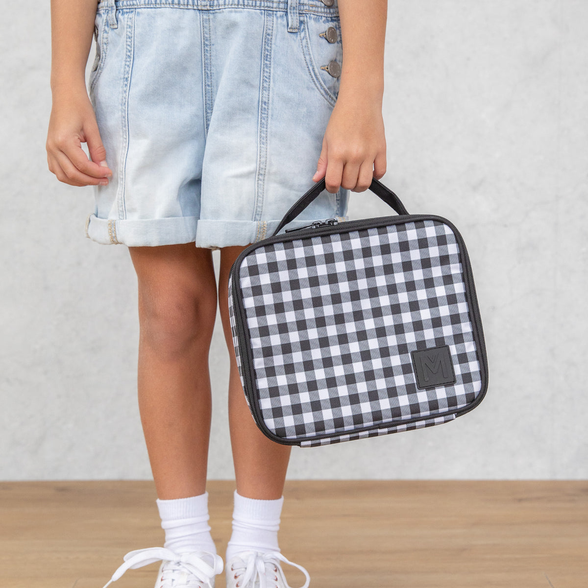 MontiiCo Medium Insulated Lunch Bag - Black Gingham