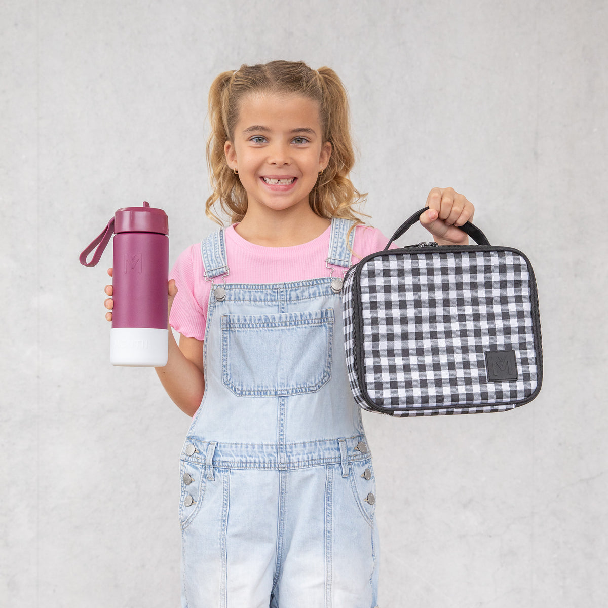 MontiiCo Medium Insulated Lunch Bag - Black Gingham
