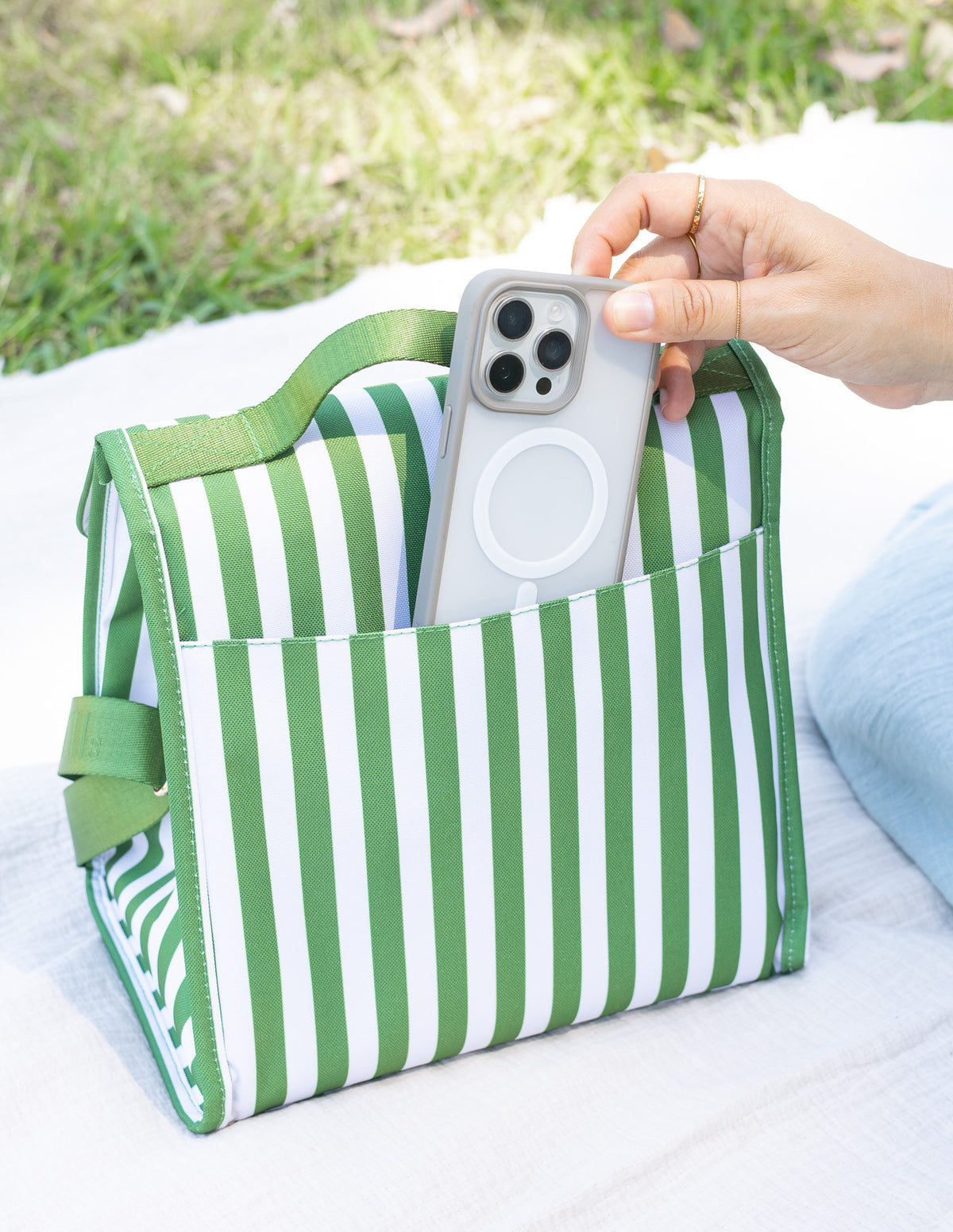 MontiiCo Insulated Lunch Carrier - Pickle Stripe