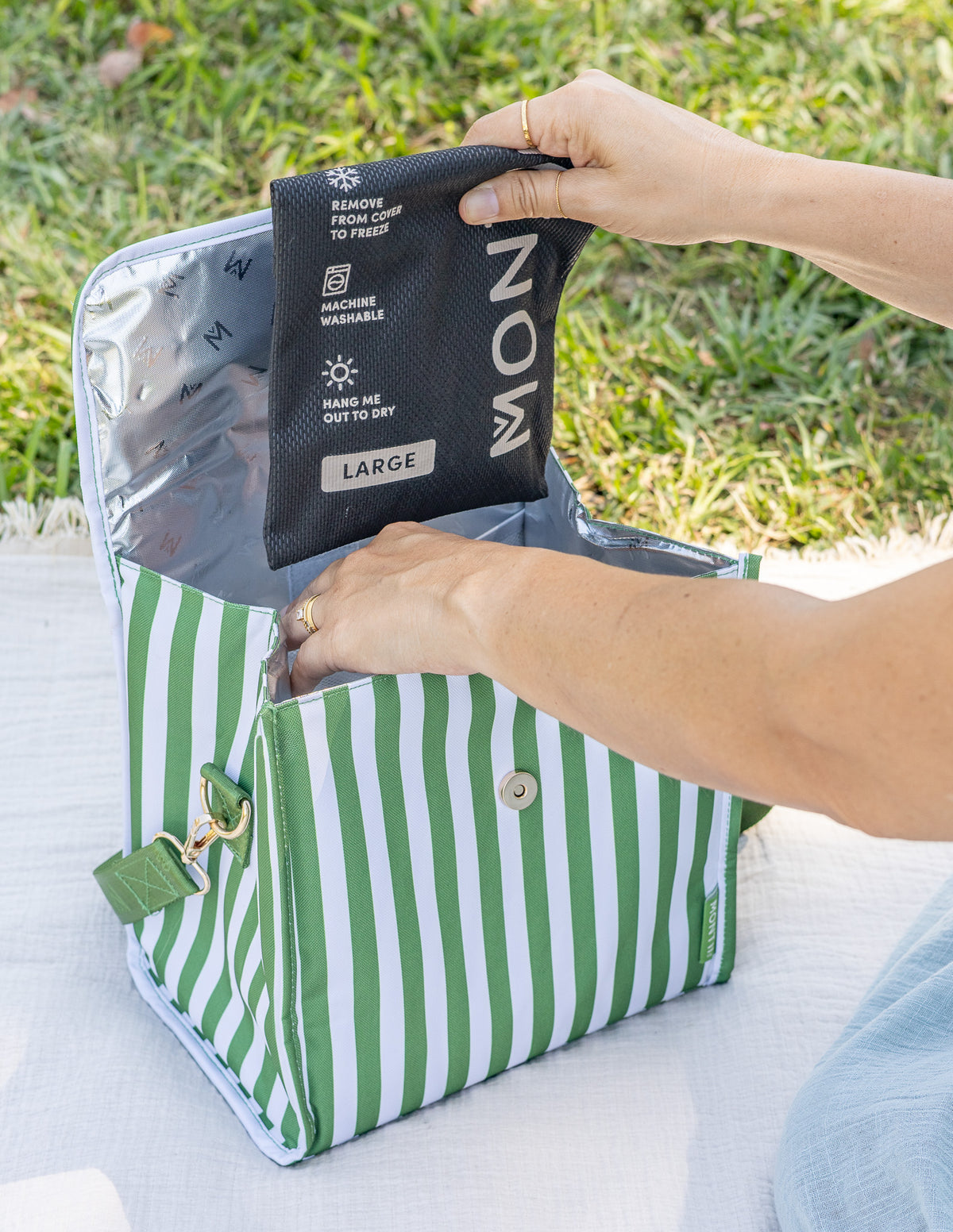 MontiiCo Insulated Lunch Carrier - Pickle Stripe