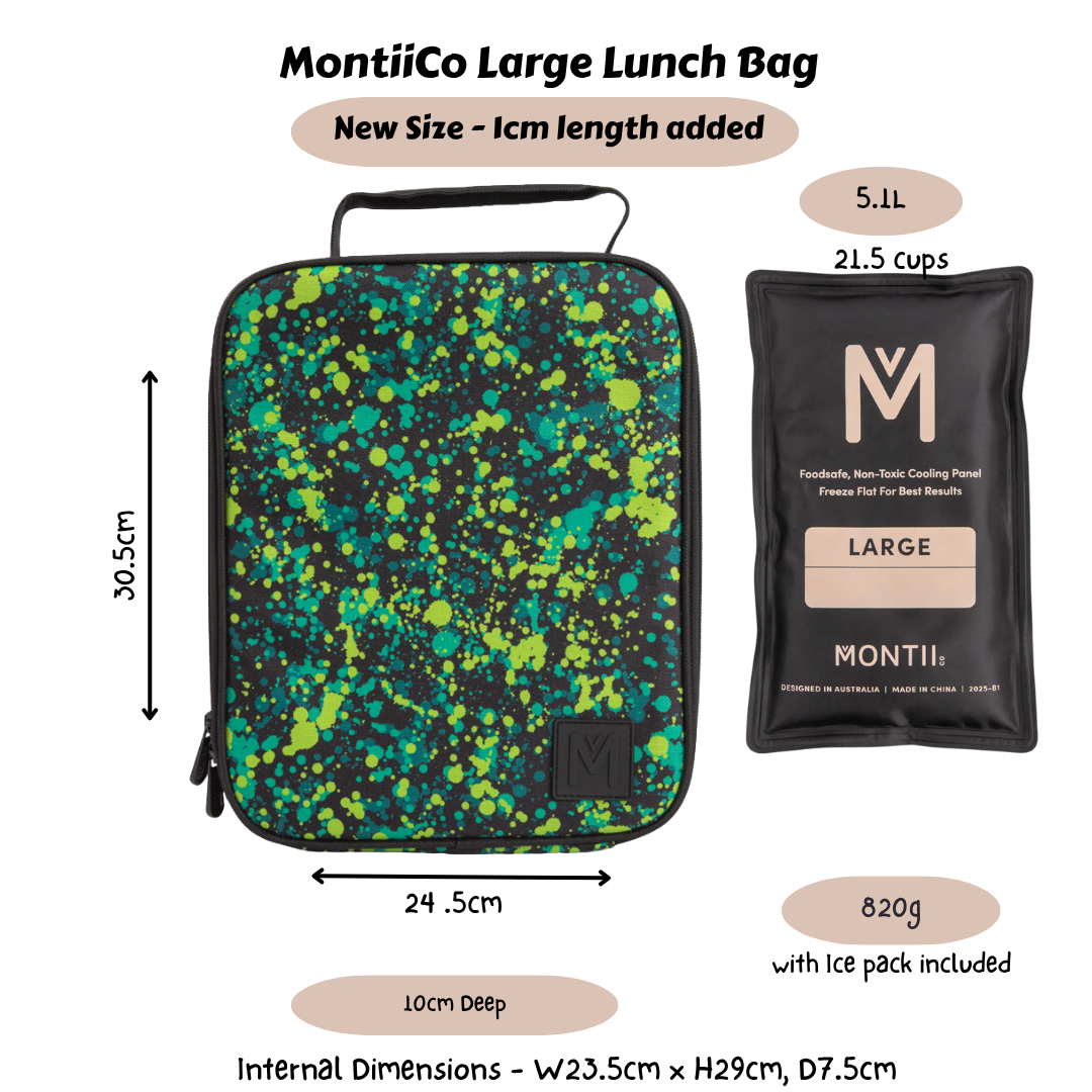 MontiiCo Large Insulated Lunch Bag - Splat  (NEW SIZE)