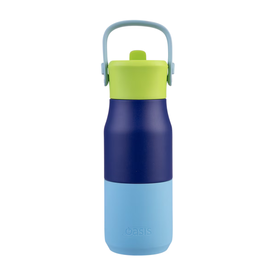 OASIS STAINLESS STEEL DOUBLE WALL INSULATED &#39;JNR&#39; DRINK BOTTLE W/ SIPPER 400ML  - Peacock Blue