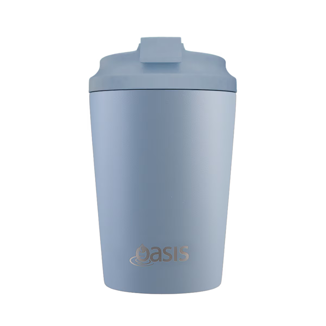 OASIS CERAMIC LINED STAINLESS STEEL DOUBLE WALL INSULATED COFFEE CUP 360ML - HAZY BLUE