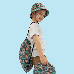 Out and About Drawstring Bag - Dino Skate