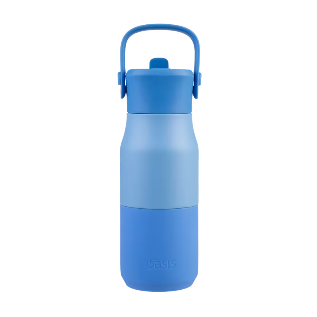 OASIS STAINLESS STEEL DOUBLE WALL INSULATED &#39;JNR&#39; DRINK BOTTLE W/ SIPPER 400ML - Blue