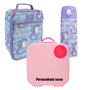 Sachi Insulated Lunch Bag, Drink Bottle and Large Bbox -  MERMAID UNICORNS/Flamingo Fizz Bundle