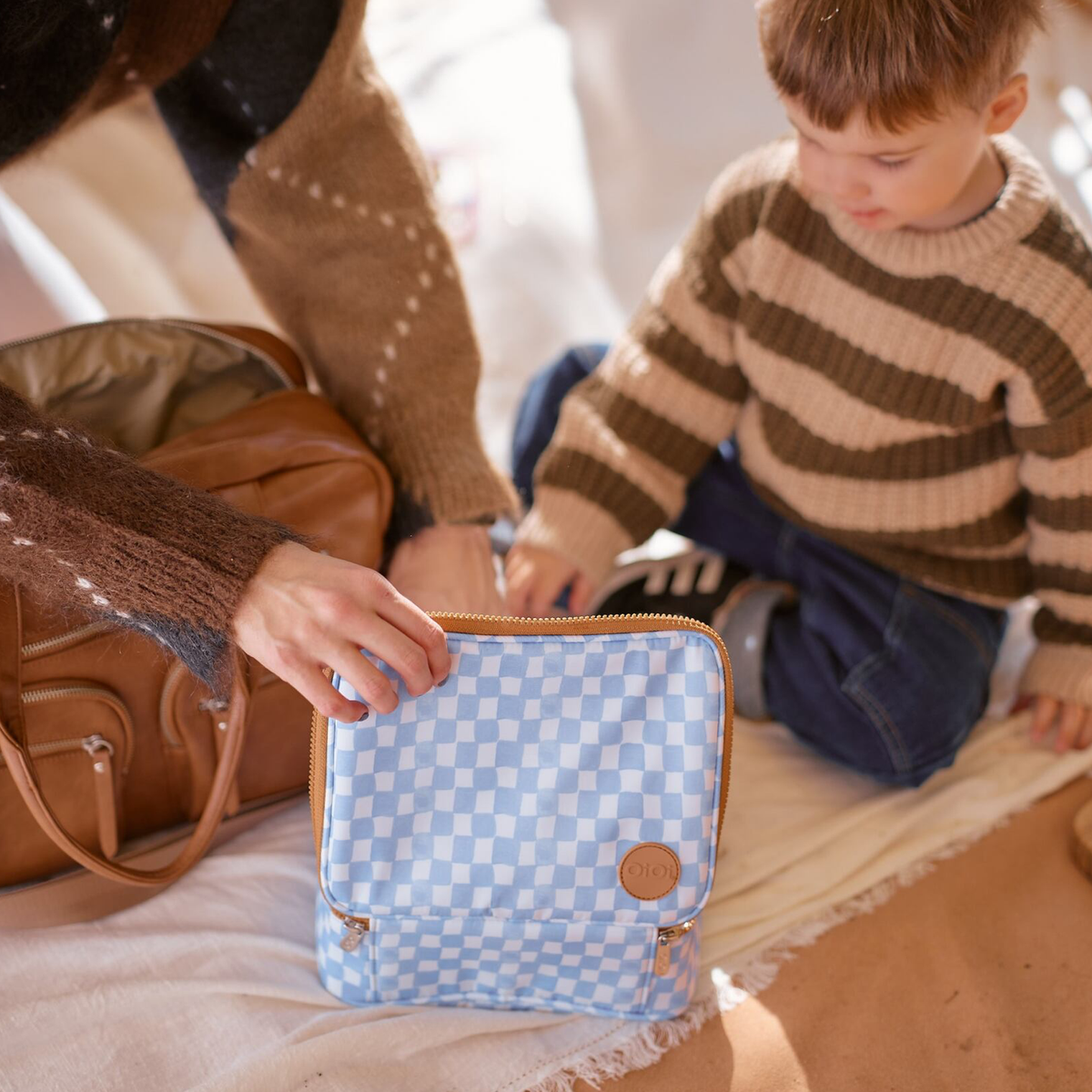 Oioi Mini Insulated Lunch Bag - Blue Check