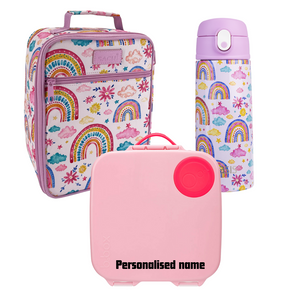 Sachi Insulated Lunch Bag, Drink Bottle and Large Bbox -  RAINBOW SKY Bundle