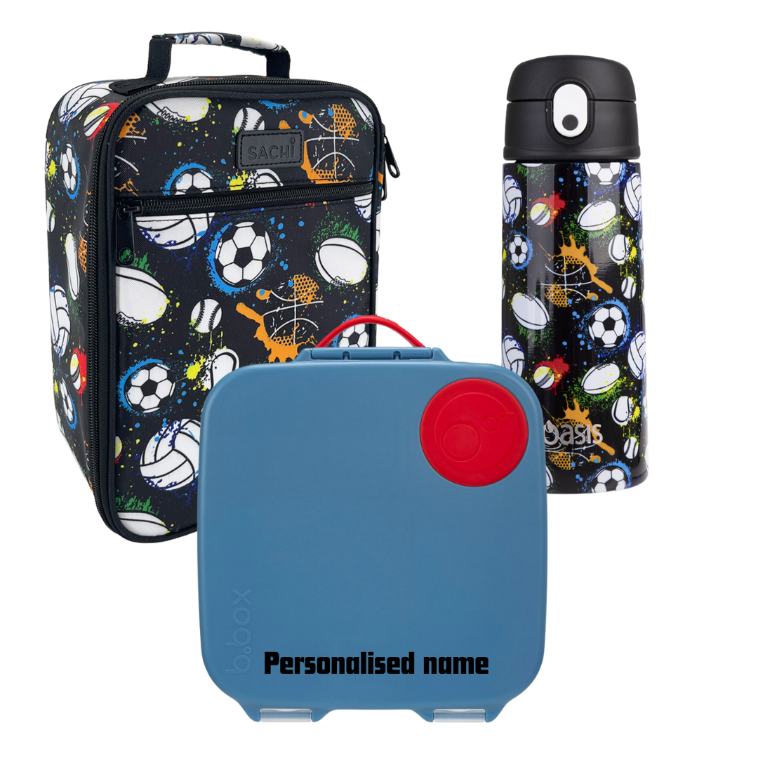 Sachi Insulated Lunch Bag, Drink Bottle and Large Bbox -  Sports Bundle / Blue Blaze