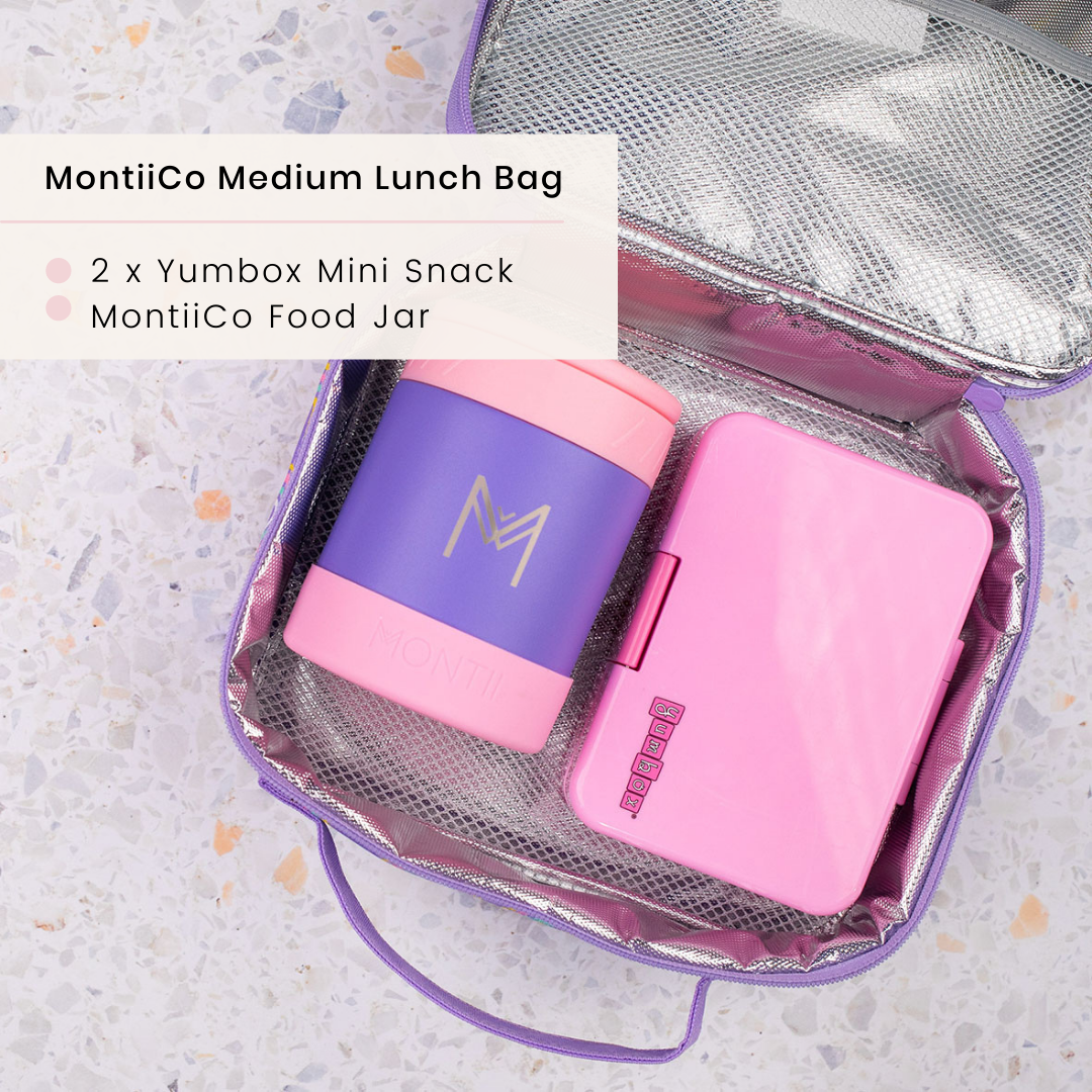 What lunch box fits inside the mini Montiico lunch bags Tagged Yum Box -  Coastal Kidswear