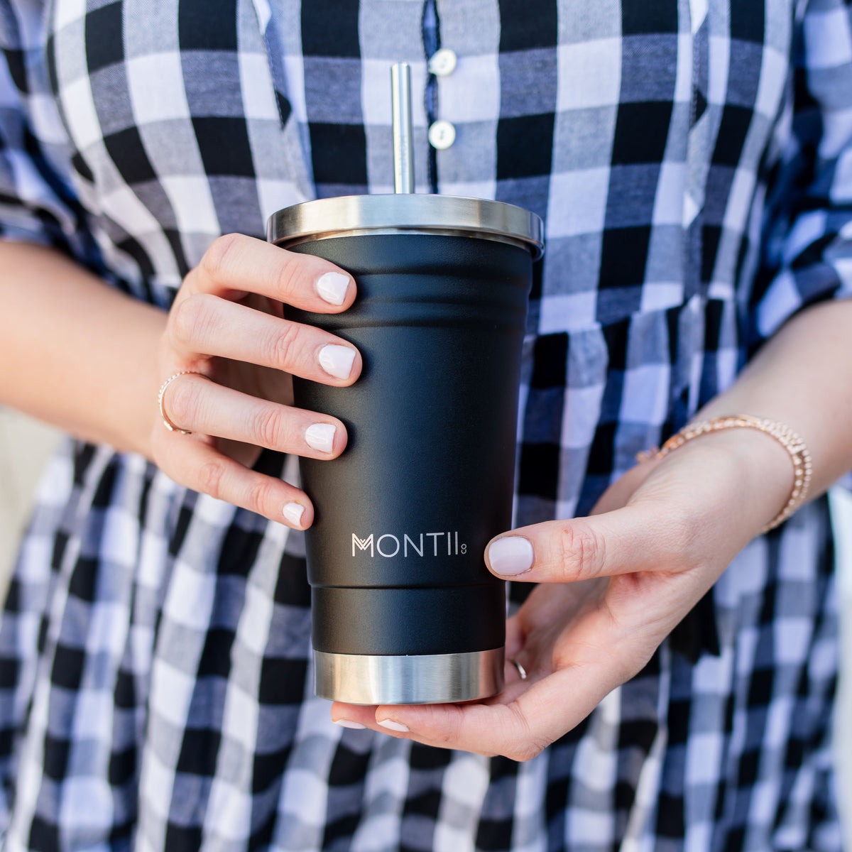 Insulated Stainless Steel Smoothie Cup - Montii - 450 ml - Chrome