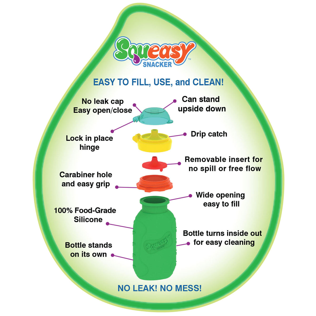 Squeasy Snacker 6oz / 180ml - AQUA