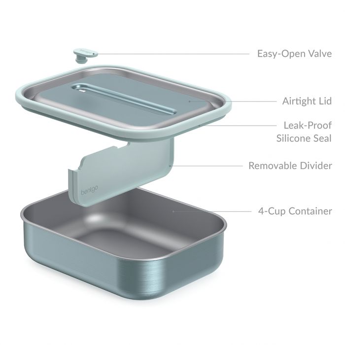BENTGO STAINLESS STEEL LEAK-PROOF LUNCH BOX 1200ML - AQUA