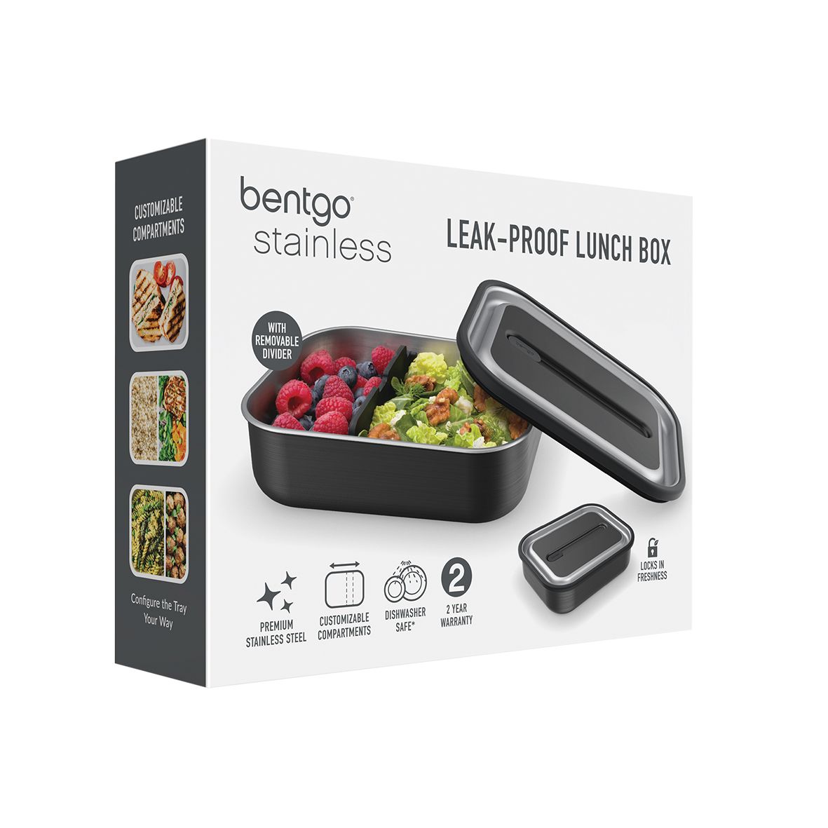 BENTGO STAINLESS STEEL LEAK-PROOF LUNCH BOX 1200ML - CARBON BLACK