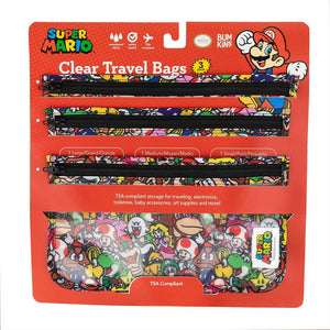 Bumkins Travel Bags set of 3 - Nintendo Characters - Clear Front