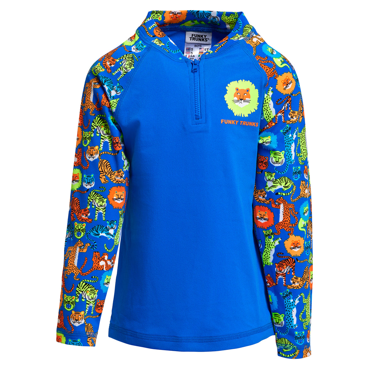 FUNKY TRUNKS - TODDLER BOYS PRINTED ZIPPY RASH VEST - Big Cat Bash