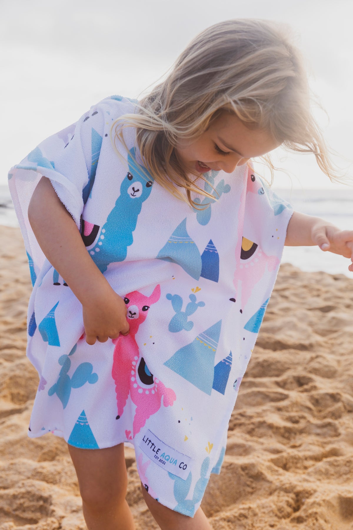 Kids Hooded Towel - Llama